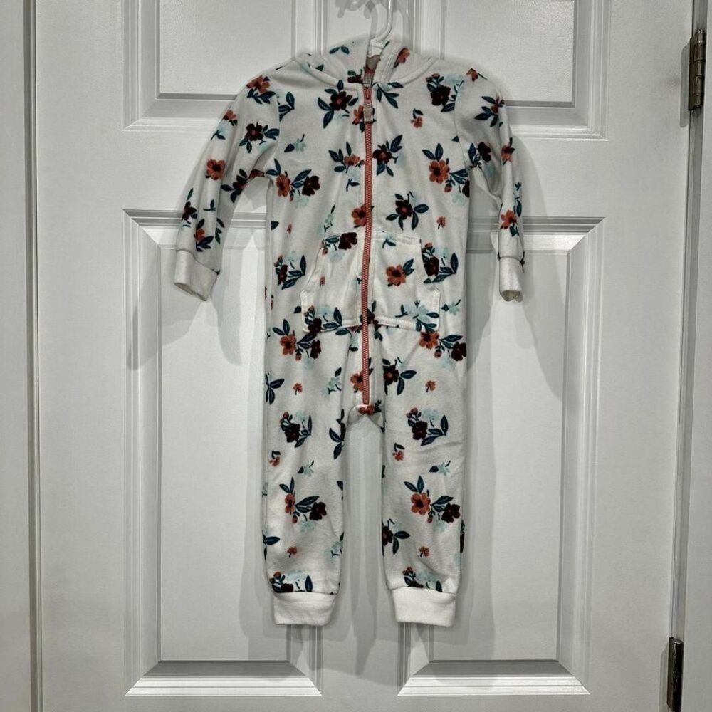 Carters Girls Floral‎ Fleece Pajamas Size 18 Months